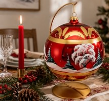 eksklusiv julekugle glas rød vinterlandskab